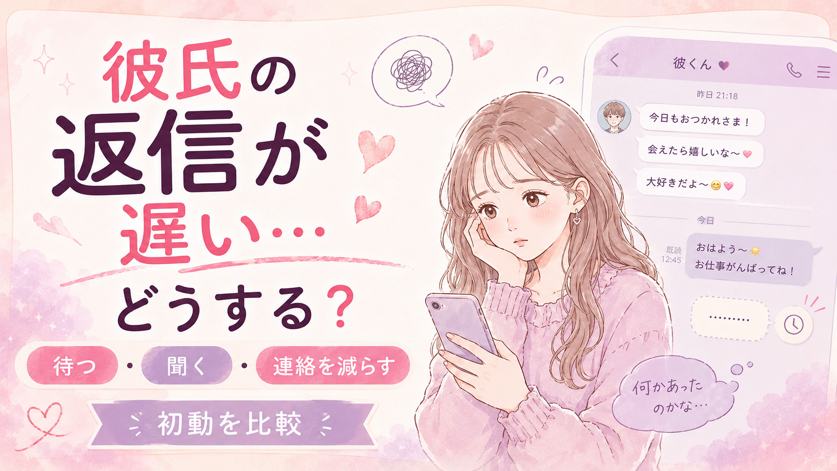 【彼の返信が遅いときどうする？】もう少し待つ・理由を聞く・連絡を減らす？